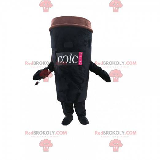 Black coffee cup mascot to take away. Coffee cup costume -