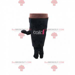 Black coffee cup mascot to take away. Coffee cup costume -