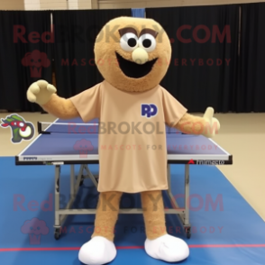 Beige Ping Pong Table mascot costume character dressed with a Corduroy Pants and Messenger bags