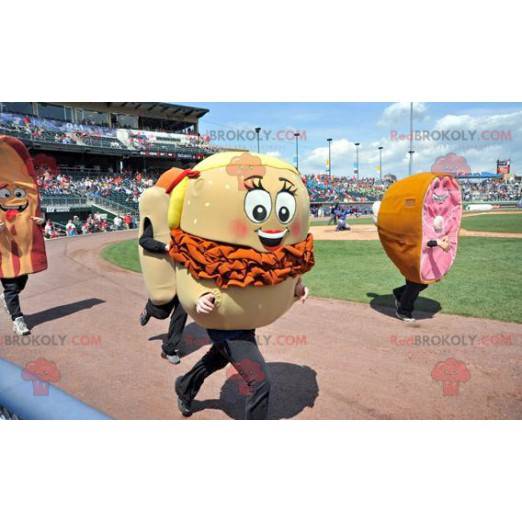 Giant beige and orange hamburger mascot - Redbrokoly.com
