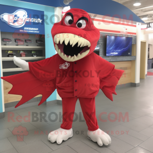 Rød Barracuda maskot...