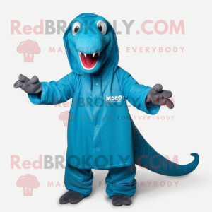 nan Diplodocus mascot costume character dressed with a Raincoat and Wraps