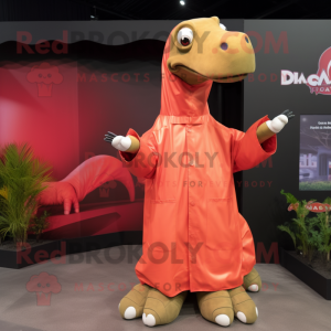 nan Diplodocus mascot costume character dressed with a Raincoat and Wraps