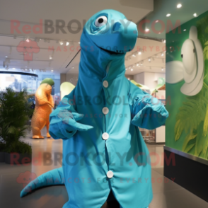 nan Diplodocus mascot costume character dressed with a Raincoat and Wraps