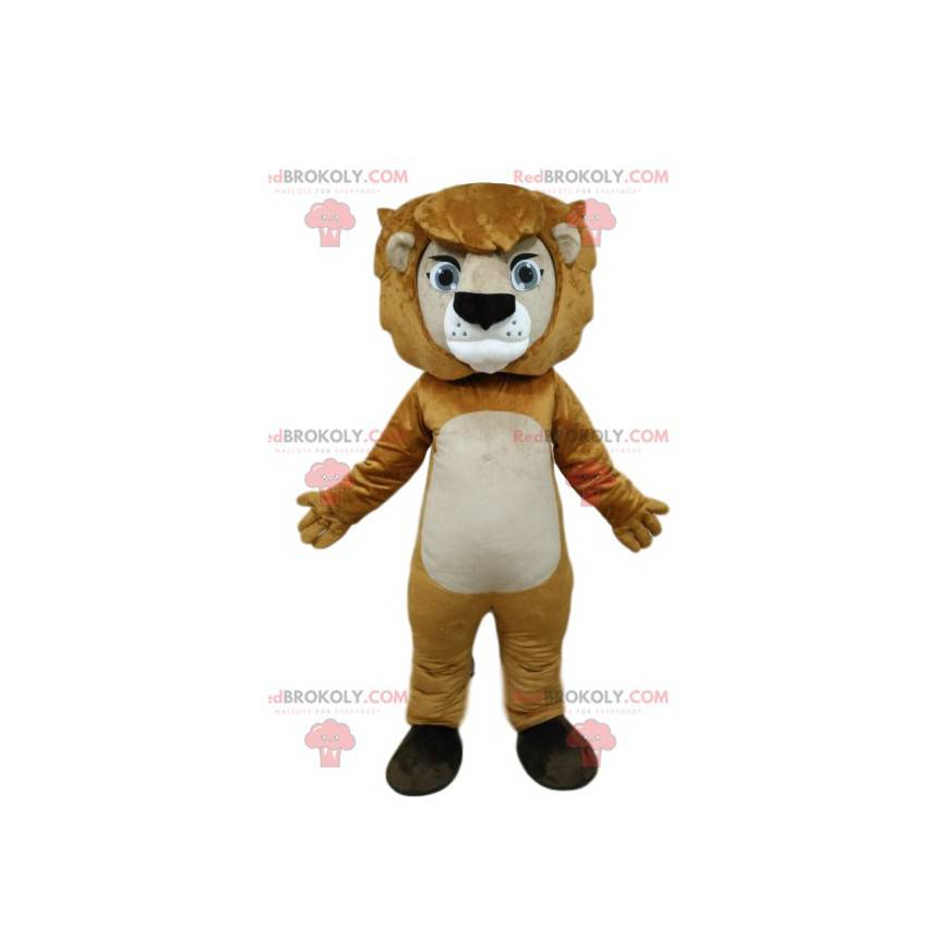 Lion mascot with beautiful blue eyes. Lion costume -