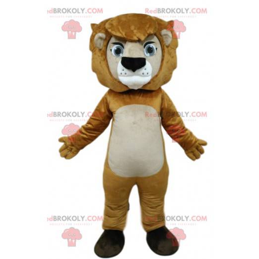 Lion mascot with beautiful blue eyes. Lion costume -