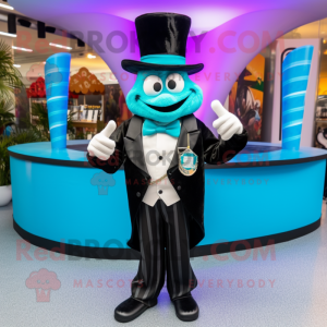Cyan Fajitas mascot costume character dressed with a Tuxedo and Bracelets