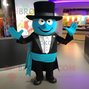 Cyan Fajitas mascot costume character dressed with a Tuxedo and Bracelets