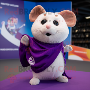 Purple Hamster mascot costume character dressed with a Shorts and Scarves