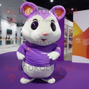 Purple Hamster mascot costume character dressed with a Shorts and Scarves