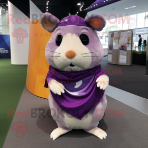 Purple Hamster mascot costume character dressed with a Shorts and Scarves