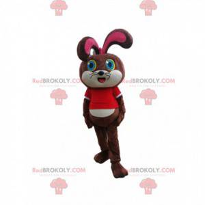 Brown rabbit mascot with a red t-shirt - Redbrokoly.com