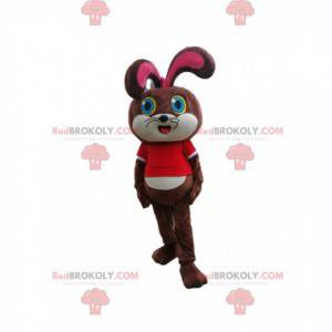 Bruin konijn mascotte met een rood t-shirt - Redbrokoly.com
