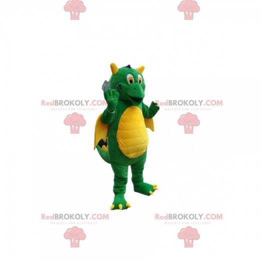 Mascotte drago verde super comico. Costume da drago -