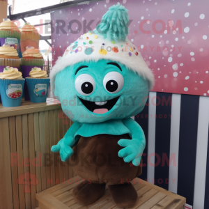 Turkis Cupcake maskot drakt...