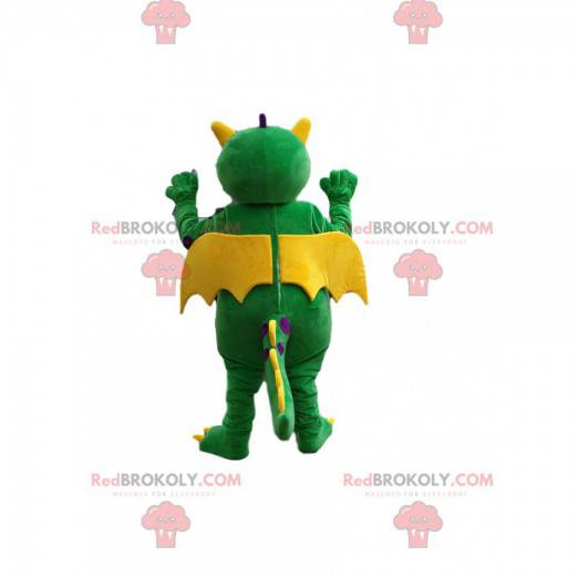 Mascote do dragão verde super cômico. Fantasia de dragão -