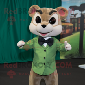 Olive Weasel mascot costume character dressed with a Long Sleeve Tee and Bow ties