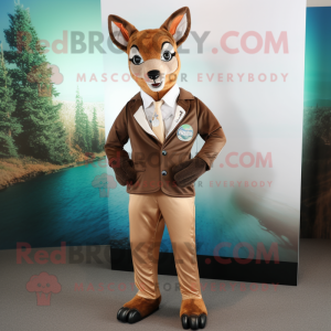 nan Roe Deer mascot costume character dressed with a Suit Jacket and Belts