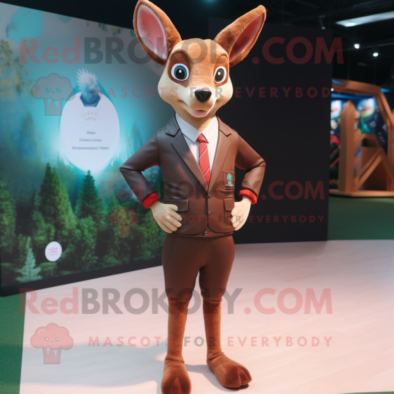 nan Roe Deer mascot costume character dressed with a Suit Jacket and Belts