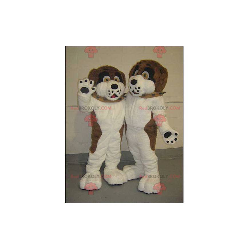 2 maskotar av bruna, svarta och vita hundar - Redbrokoly.com