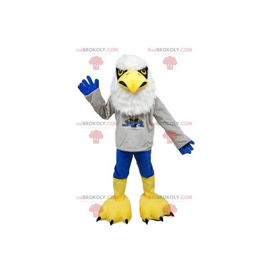 Mascotte d'aigle blanc avec un maillot de supporter -