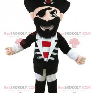 Mascotte de pirate en tenue traditionnelle. Costume de pirate -