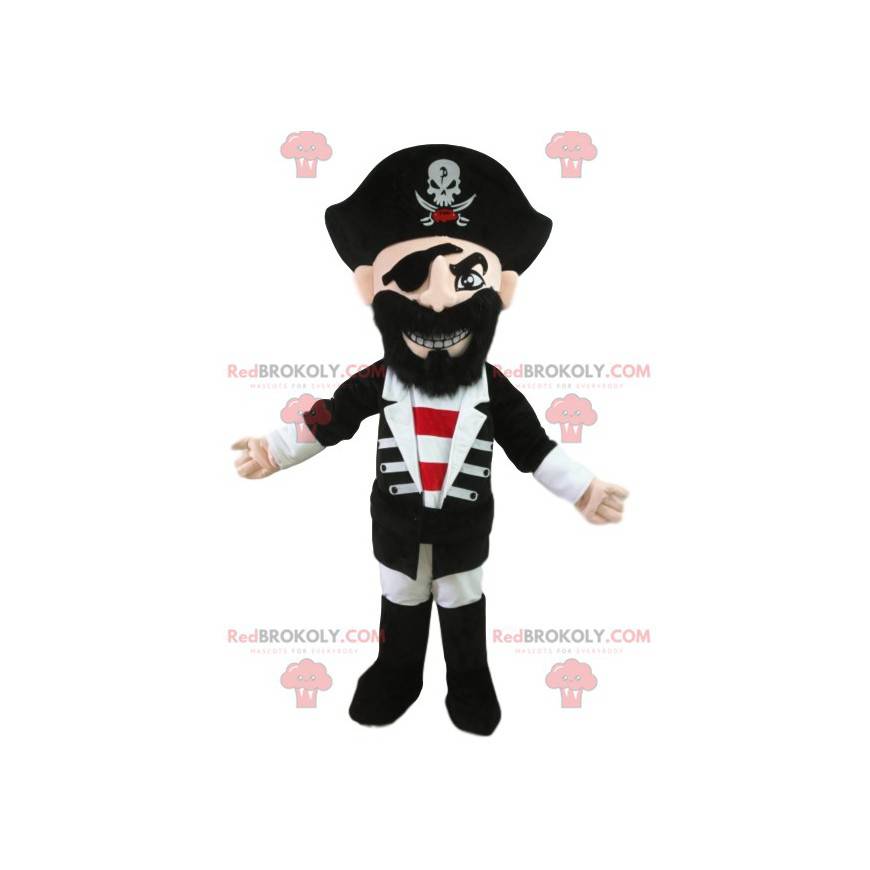 Mascotte de pirate en tenue traditionnelle. Costume de pirate -