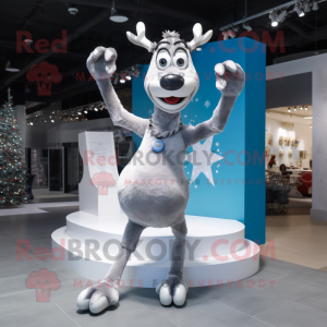 Silver Reindeer mascot costume character dressed with a Bikini and Gloves