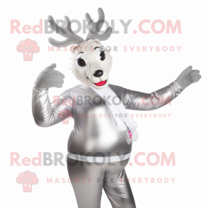 Silver Reindeer mascot costume character dressed with a Bikini and Gloves