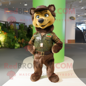 Olive Dog mascot costume character dressed with a Leather Jacket and Belts
