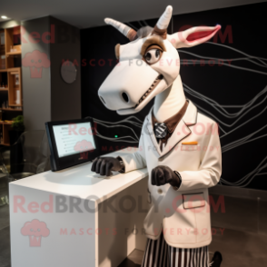 White Okapi mascot costume character dressed with a Suit Jacket and Ties