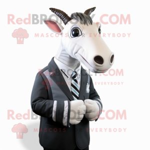 White Okapi mascot costume character dressed with a Suit Jacket and Ties