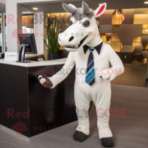 White Okapi mascot costume character dressed with a Suit Jacket and Ties