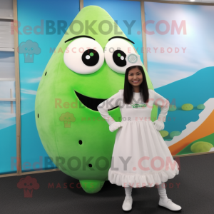 White Melon mascot costume character dressed with a Pencil Skirt and Bracelets