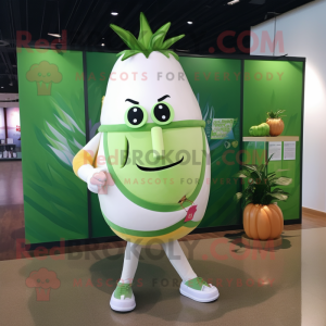 White Melon mascot costume character dressed with a Pencil Skirt and Bracelets