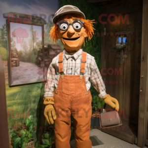 Rust Scarecrow mascot costume character dressed with a Chinos and Eyeglasses