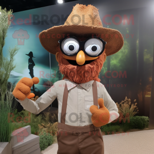 Rust Scarecrow mascot costume character dressed with a Chinos and Eyeglasses