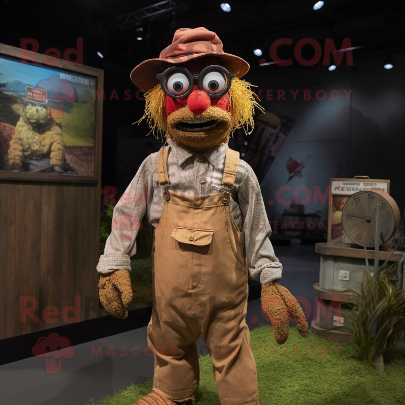 Rust Scarecrow mascot costume character dressed with a Chinos and Eyeglasses