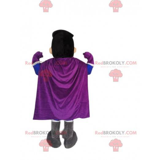 Superheld mascotte in blauw en paars. Superheld kostuum -