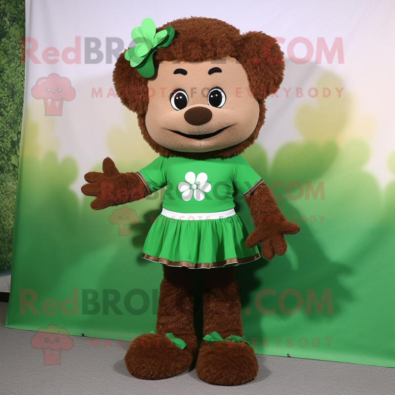 Brown Bunch Of Shamrocks mascot costume character dressed with a Polo Tee and Shoe clips Brown Bunch Of Shamrocks mascot costume character dressed with a Polo Tee and Shoe clips