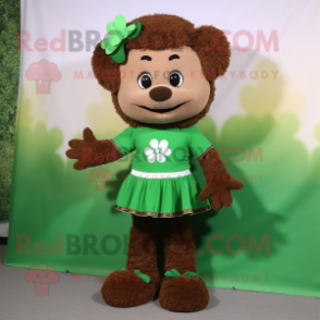 Brown Bunch Of Shamrocks mascot costume character dressed with a Polo Tee and Shoe clips
