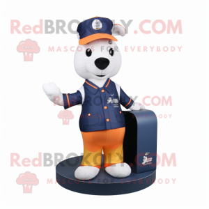 Navy Apricot mascot costume character dressed with a V-Neck Tee and Wallets