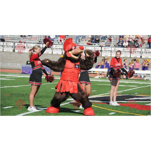 Brown bear mascot in knight outfit - Redbrokoly.com