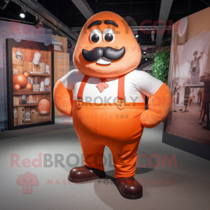 Orange Strongman mascot costume character dressed with a Trousers and Pocket squares