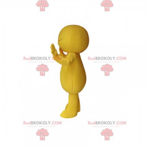 Mascota de muñeco de nieve amarillo. Disfraz de muñeco de nieve