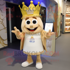 Beige King mascot costume character dressed with a Shorts and Caps