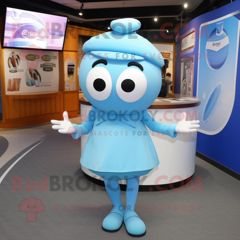 Sky Blue Gyro mascot costume character dressed with a Dress Pants and Hairpins Sky Blue Gyro mascot costume character dressed with a Dress Pants and Hairpins