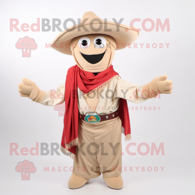 Beige Fajitas mascot costume character dressed with a Vest and Scarf clips Beige Fajitas mascot costume character dressed with a Vest and Scarf clips