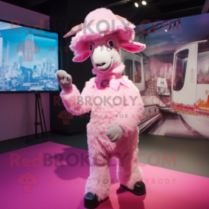 Pink Angora Goat maskot...