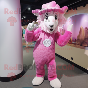 Roze Angora Goat mascotte...